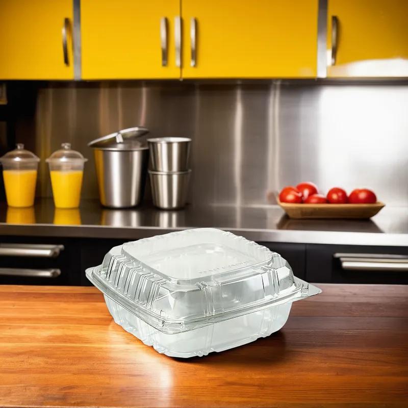 Take-Out Container Hinged 6X6X3 IN Plastic 500/Case