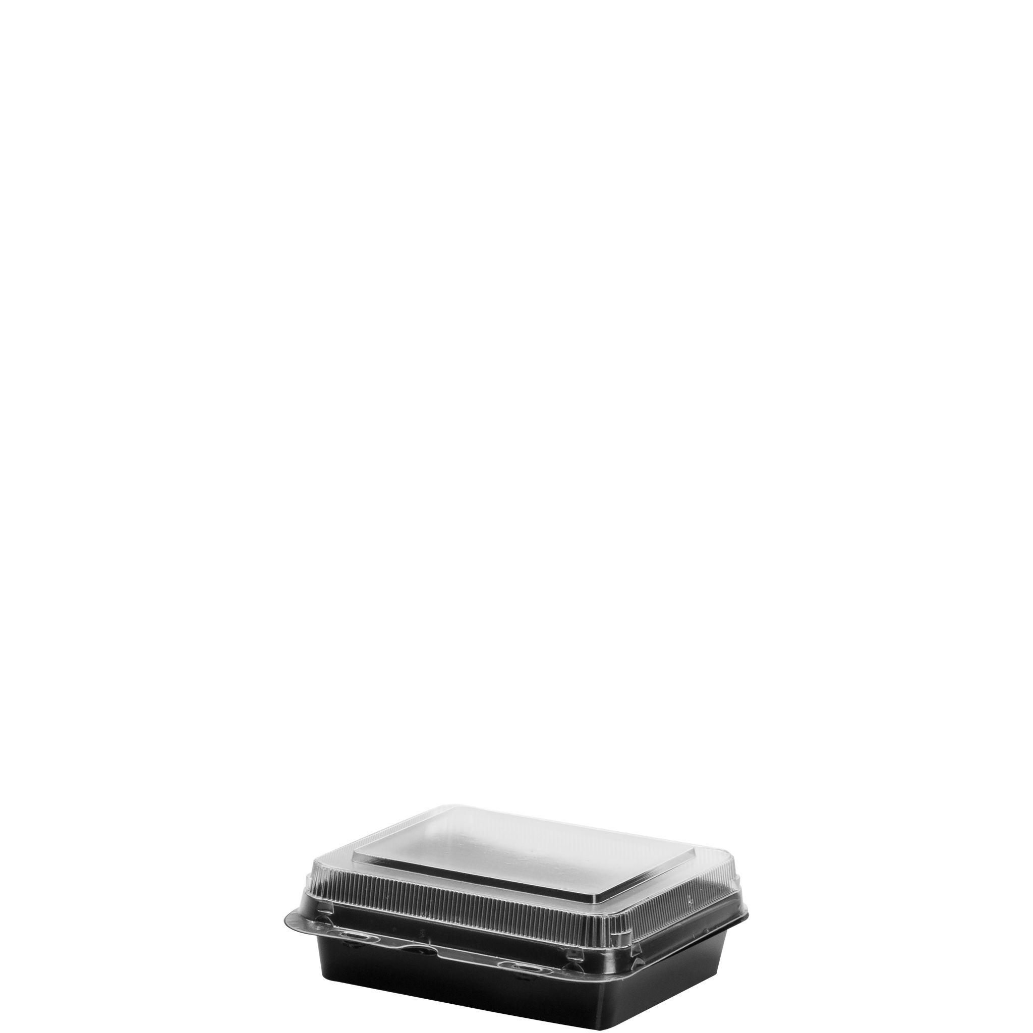 Solo® Creative Carryouts® BoxLine™ Take-Out Container Hinged 6.22X5.91X2.09 IN PS Black Clear Bar Lock 200/Case