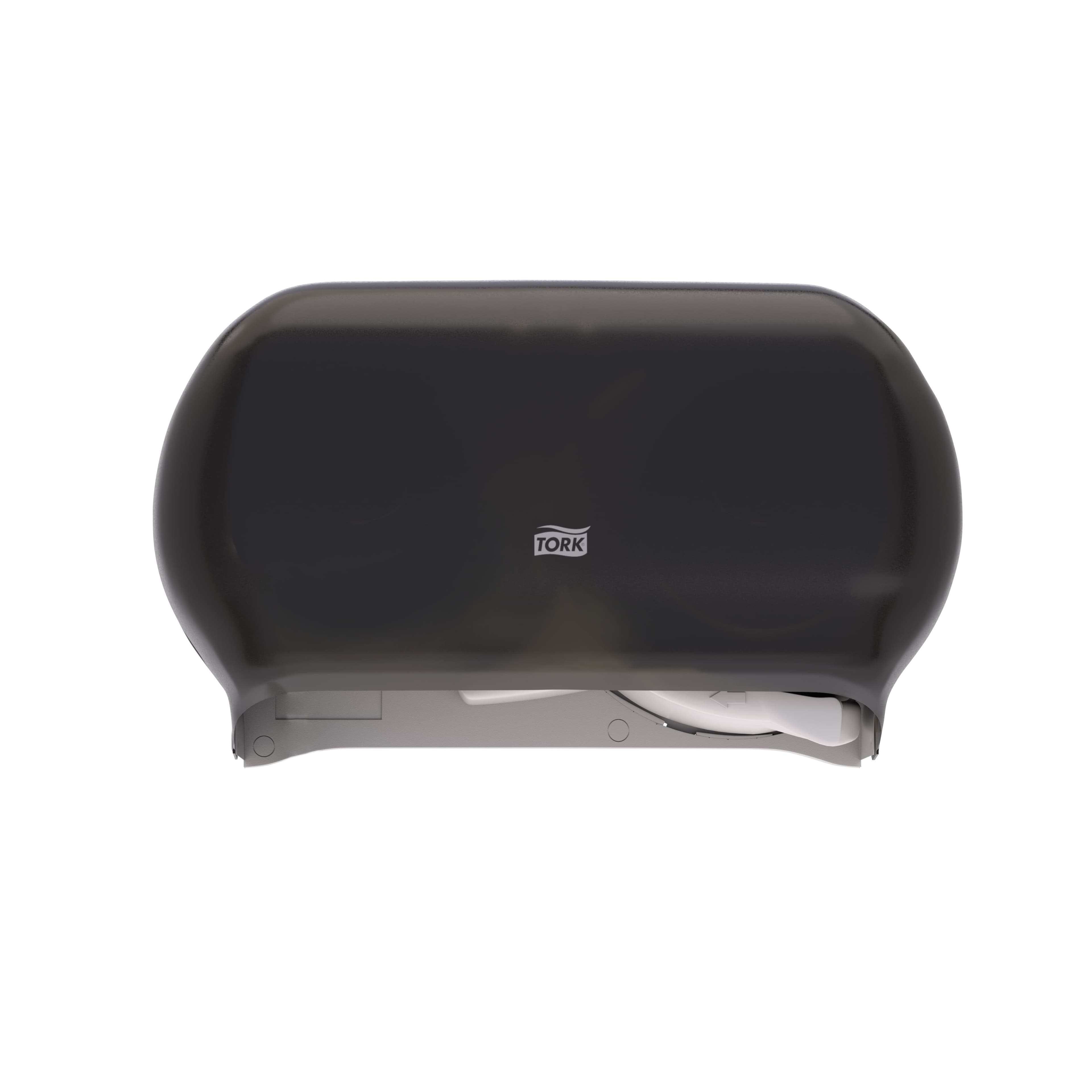 Tork Toilet Paper Dispenser 5.57X12.75X8.25 IN Plastic Wall Mount, Locking Smoke 2-Roll Twin Spool 1/Each