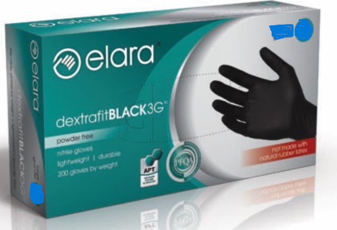 dextrafitBLACK3G™ Gloves Small (SM) Black 2MIL 2.2g Nitrile Powder-Free 200 Count/Pack