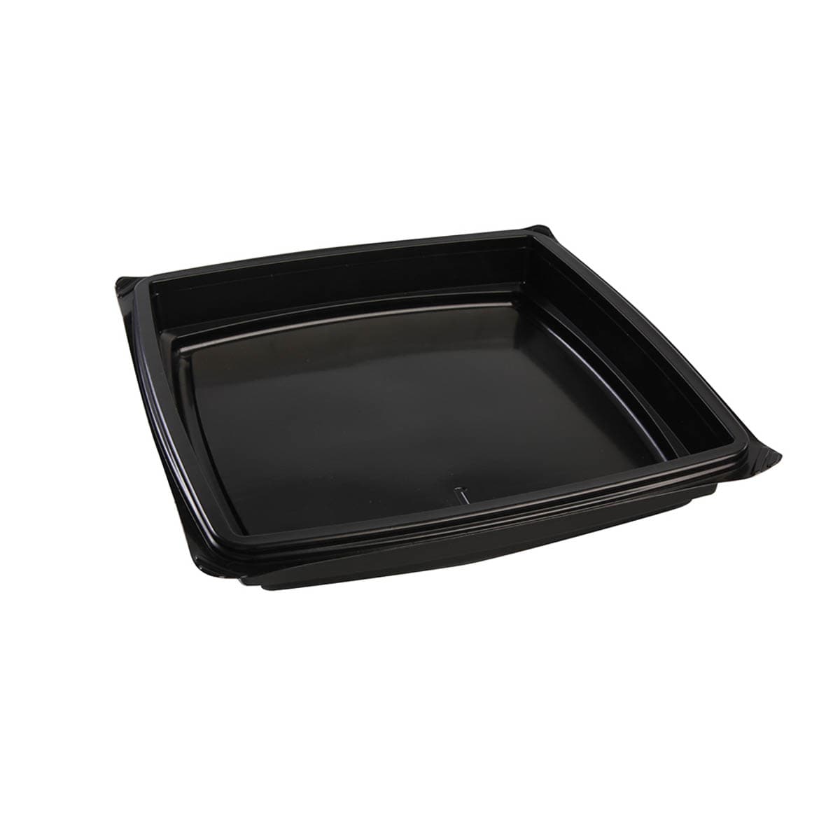 The BOTTLEBOX ® Take-Out Container Base 9X9X1.44 IN PP Black Square Shallow 400/Case