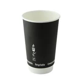 Cup 16 OZ Double Wall PLA Coated Paper Black 25 Count/Pack 20 Packs/Case 500 Count/Case