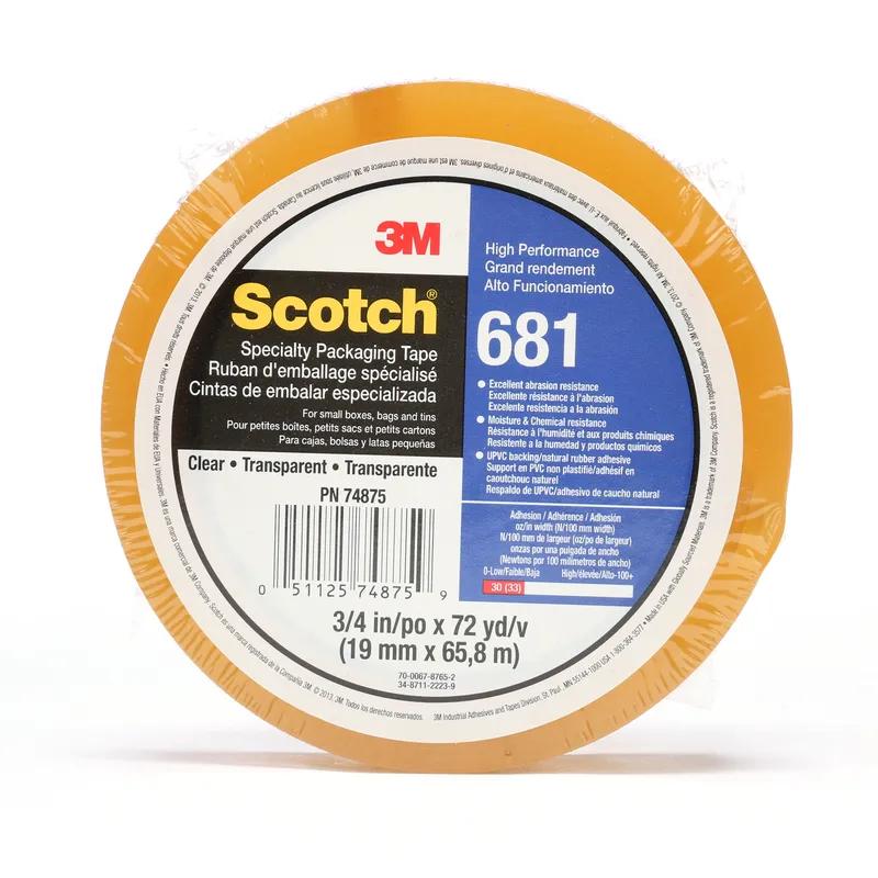 Scotch® 681 Packing Tape 4IN X72YD Clear Unplasticized Polyvinyl Chloride (UPVC) With 3 IN Core Diameter 12/Case
