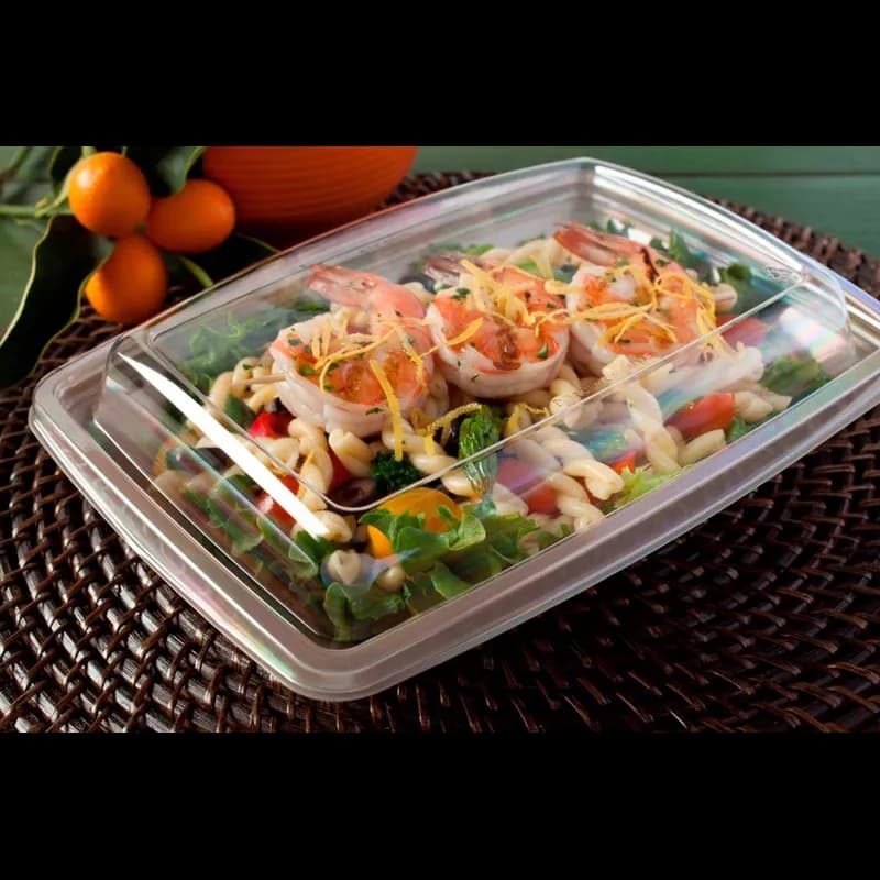 The BOTTLEBOX ® Lid Dome 10.25X7.25X1.25 IN RPET Clear Rectangle For 28 OZ Container 400/Case