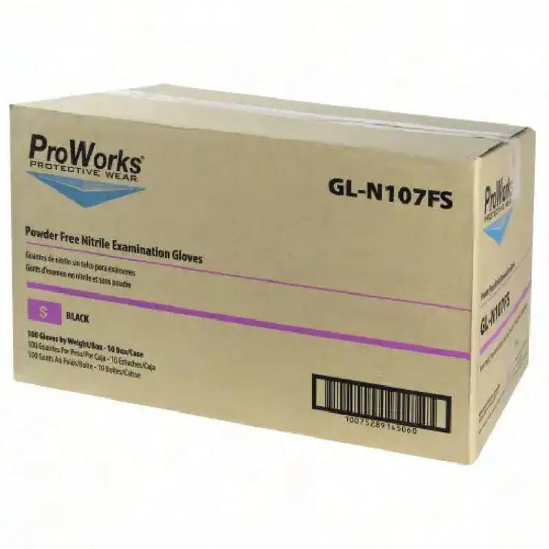 ProWorks® Examination Gloves Small (SM) Black 7MIL Nitrile Powder-Free 100 Count/Box 10 Box/Case 1000 Count/Case