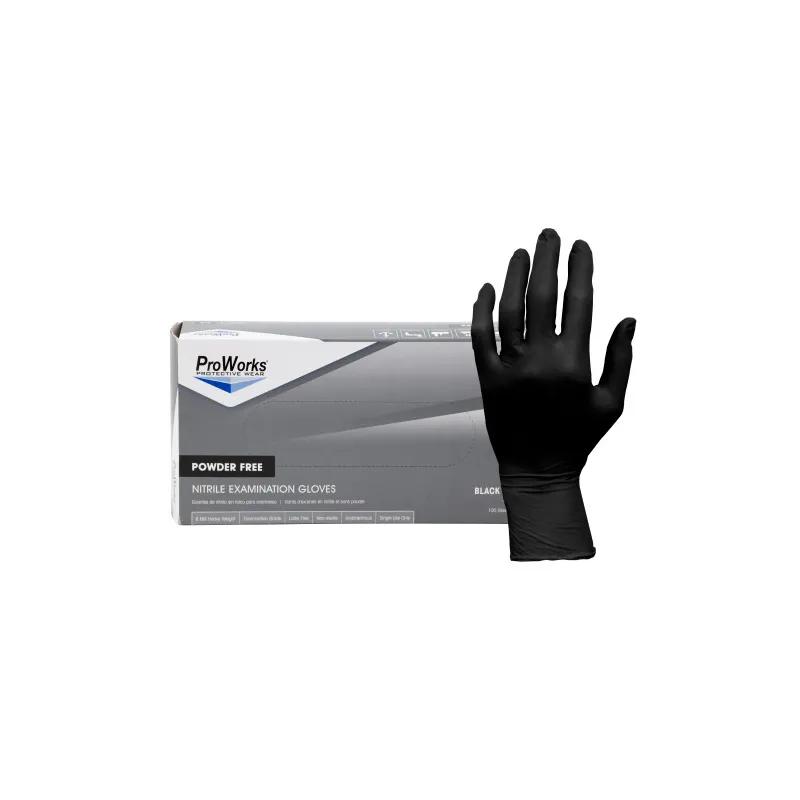 ProWorks® Examination Gloves XL Black 7MIL Nitrile Powder-Free 100 Count/Pack 10 Packs/Case 1000 Count/Case