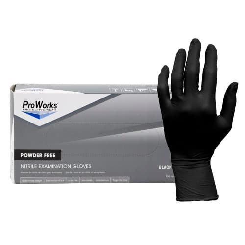 ProWorks® Examination Gloves XL Black 7MIL Nitrile Powder-Free 100 Count/Pack 10 Packs/Case 1000 Count/Case