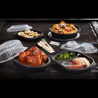 Roasted Chicken Roaster Container & Lid Combo 41.6 OZ 10X7.5X4 IN MFPP PP Black Clear 95/Case