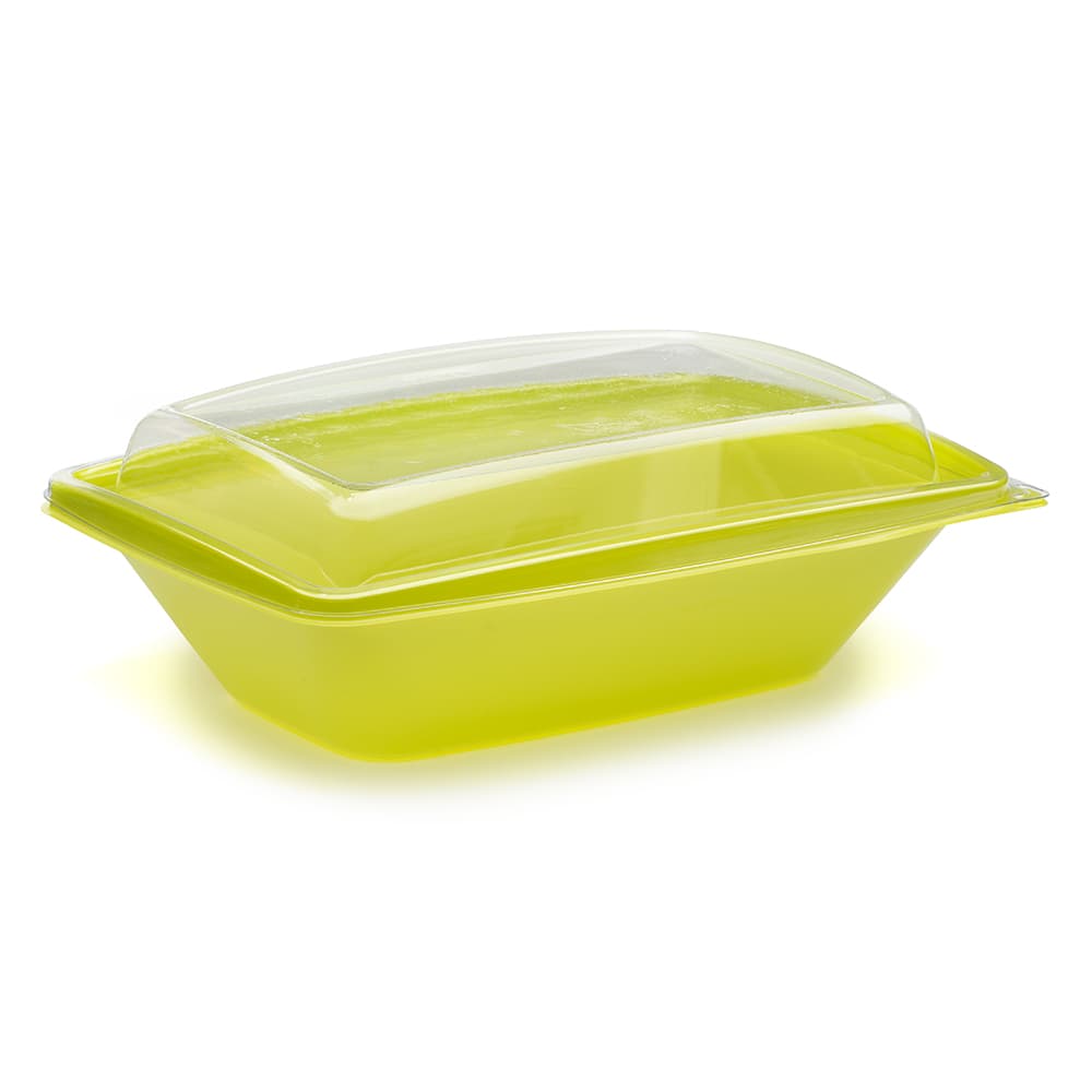 The BOTTLEBOX ® Take-Out Container Base & Lid Combo 10.3X7.3X2.27 IN RPET Green Clear 200/Case