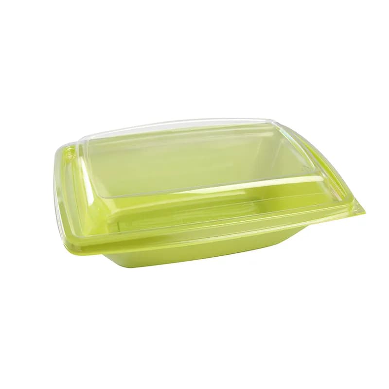 The BOTTLEBOX ® Take-Out Container Base & Lid Combo 10.3X7.3X2.27 IN RPET Green Clear 200/Case