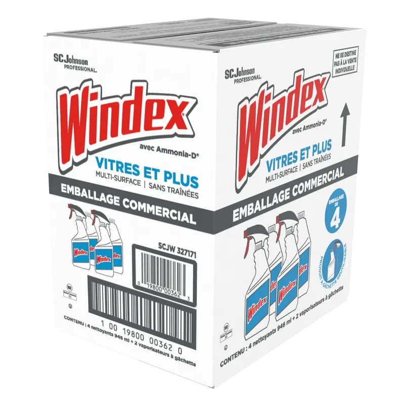 SC Johnson Professional® Windex® Glass Cleaner 32 OZ Capped Bottles With 2 Triggers 4/Case