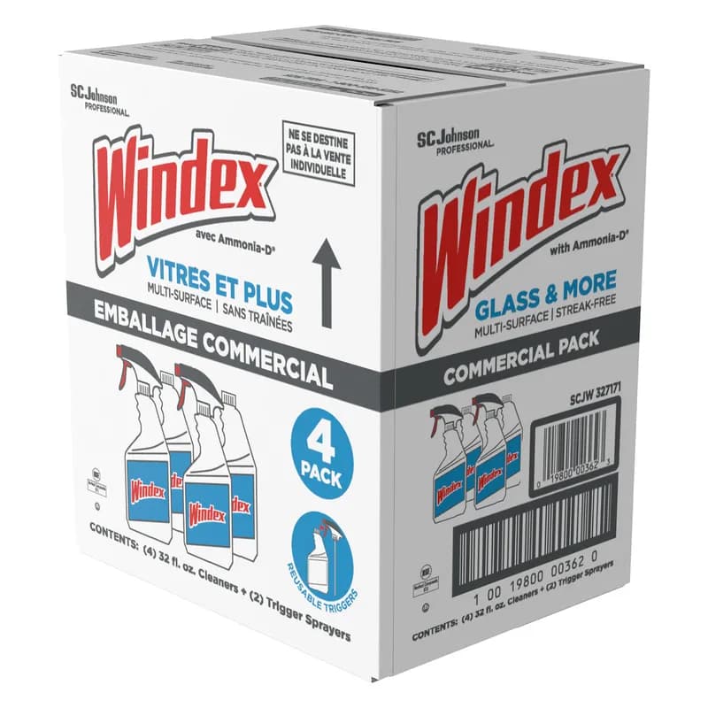 SC Johnson Professional® Windex® Glass Cleaner 32 OZ Capped Bottles With 2 Triggers 4/Case