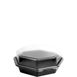 Solo® Creative Carryouts® OctaView® Take-Out Container Hinged 9.57X9.18X3.15 IN PS Black Clear Deep Leak Resistant 100/Case