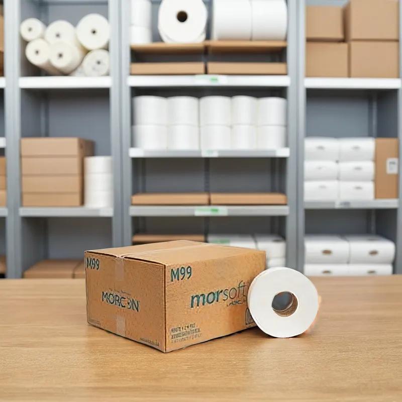 MORCON Toilet Paper & Tissue Roll 1000 FT 2PLY Jumbo (JRT) Septic Safe 12/Case