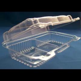 Bakery Hinged Container With Dome Lid 2 Compartment OPS Clear Shallow 500/Case