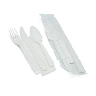 Victoria Bay 4PC Cutlery Kit PP White Heavy Duty With Napkin,Fork,Knife,Teaspoon 250/Case