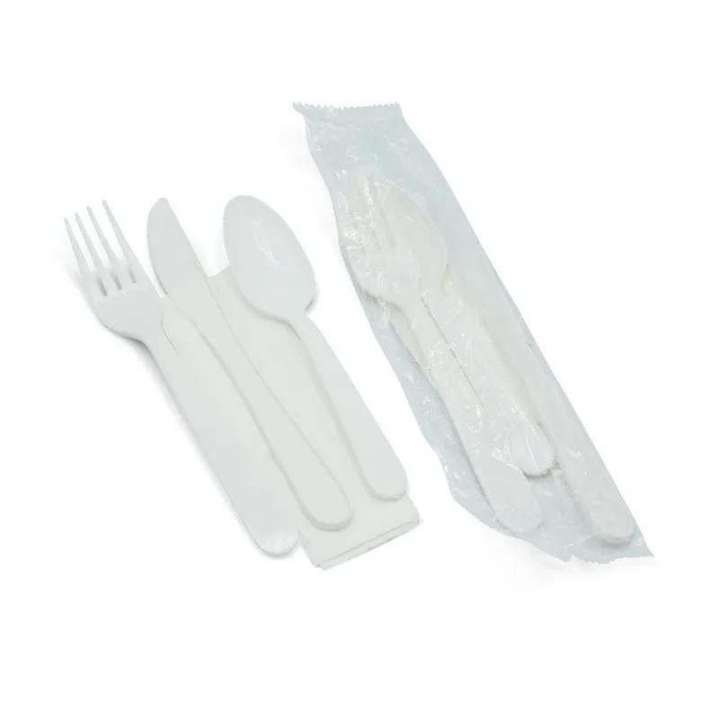 Victoria Bay 4PC Cutlery Kit PP White Heavyweight With Napkin,Fork,Knife,Teaspoon 250/Case