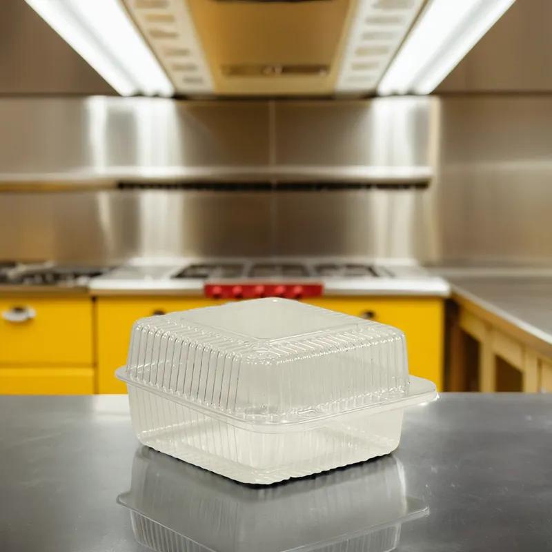 Bakery Hinged Container With Dome Lid OPS Clear Square Deep 500/Case