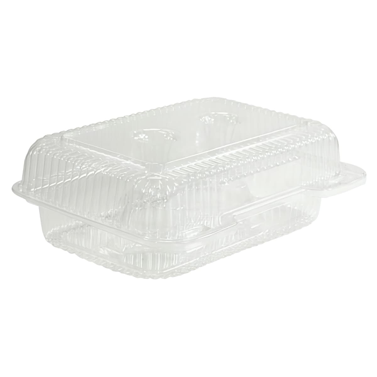 Cupcake Hinged Container With Dome Lid 9.375X6.75X2.875 IN 6 Compartment OPS Clear Rectangle 350/Case