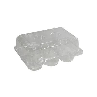 Cupcake Hinged Container With Dome Lid 9.375X6.75X4 IN 6 Compartment OPS Clear Rectangle Deep 350/Case
