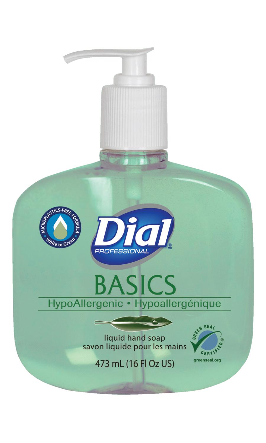 Dial Dial® Basics Hand Soap Pump 16 FLOZ Light Green Foaming Aloe Advanced Moisturizers 12/Case