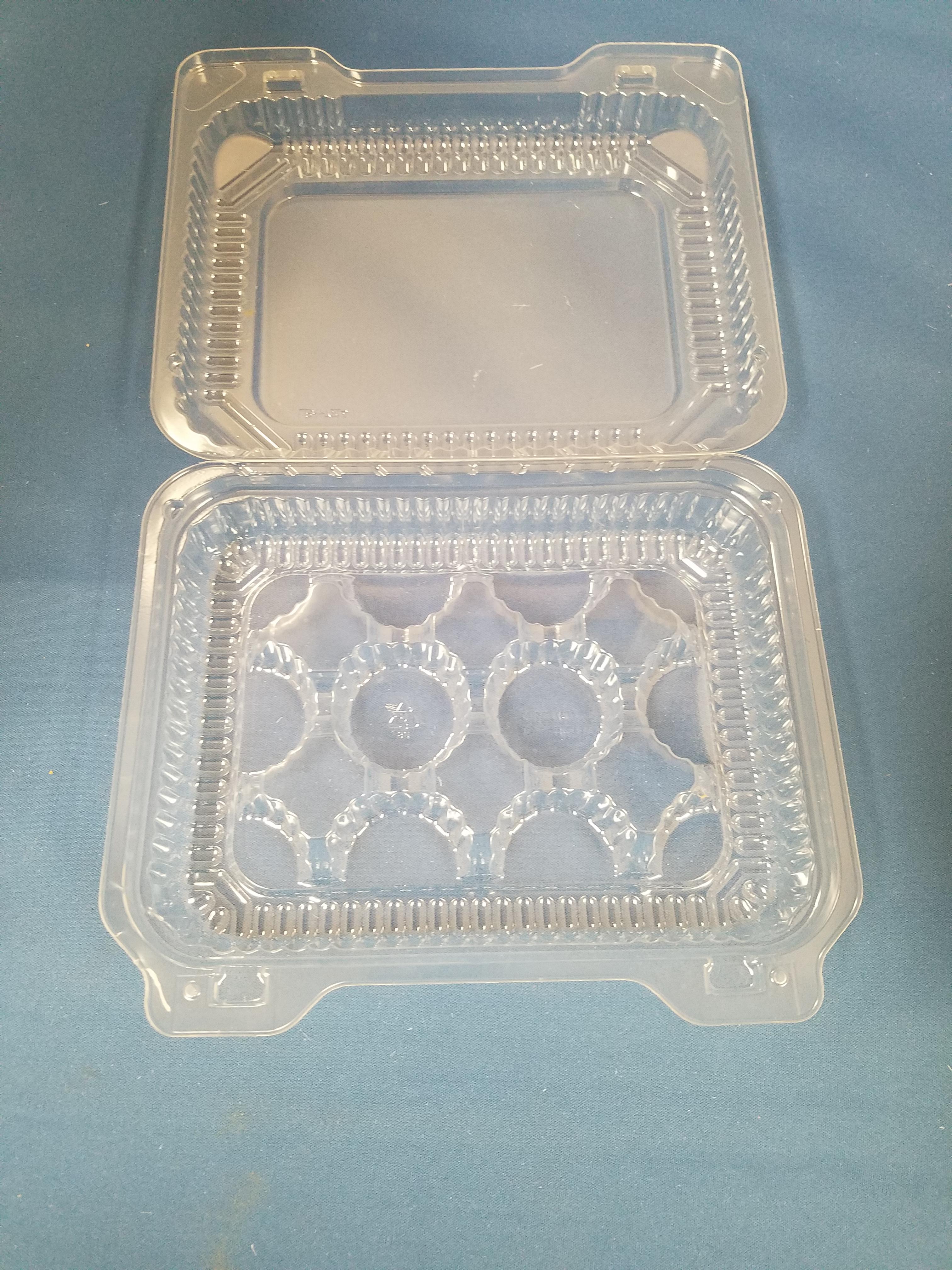 Mini Muffin Hinged Container With Dome Lid 8.75X7.125X2.75 IN 12 Compartment OPS Clear Rectangle 350/Case