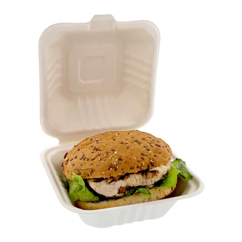 PrimeWare® Take-Out Container Hinged 6X6 IN Molded Fiber White Microwave Safe Freezer Safe 500/Case