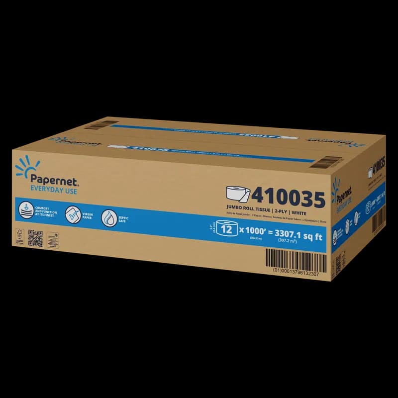 Papernet Everyday Use Toilet Paper & Tissue Roll Jumbo (JRT) 12 Rolls/Case