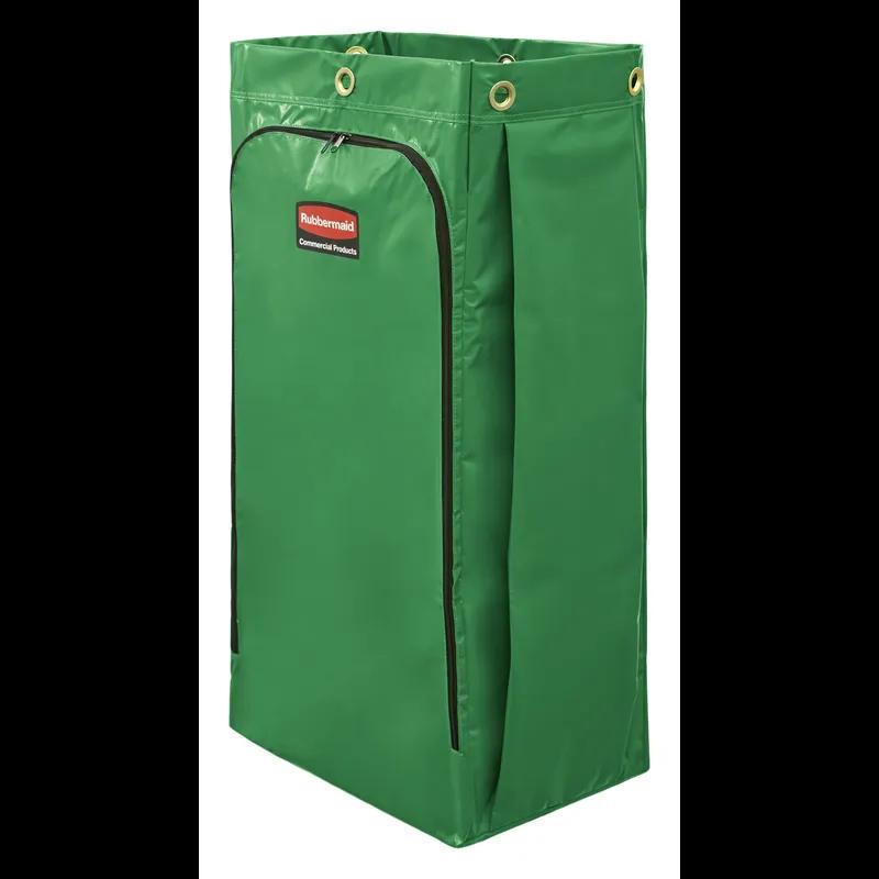 Janitorial Cleaning Cart Bag 16.80X10.50X33.00 IN Green Vinyl High Capacity Zippered Front 4/Case