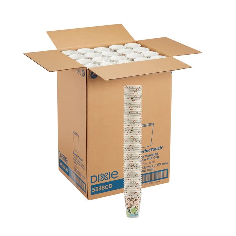 Dixie® Perfect Touch Hot Cup Insulated 8 OZ Double Wall Poly-Coated Paper Multicolor Coffee Haze 1000/Case