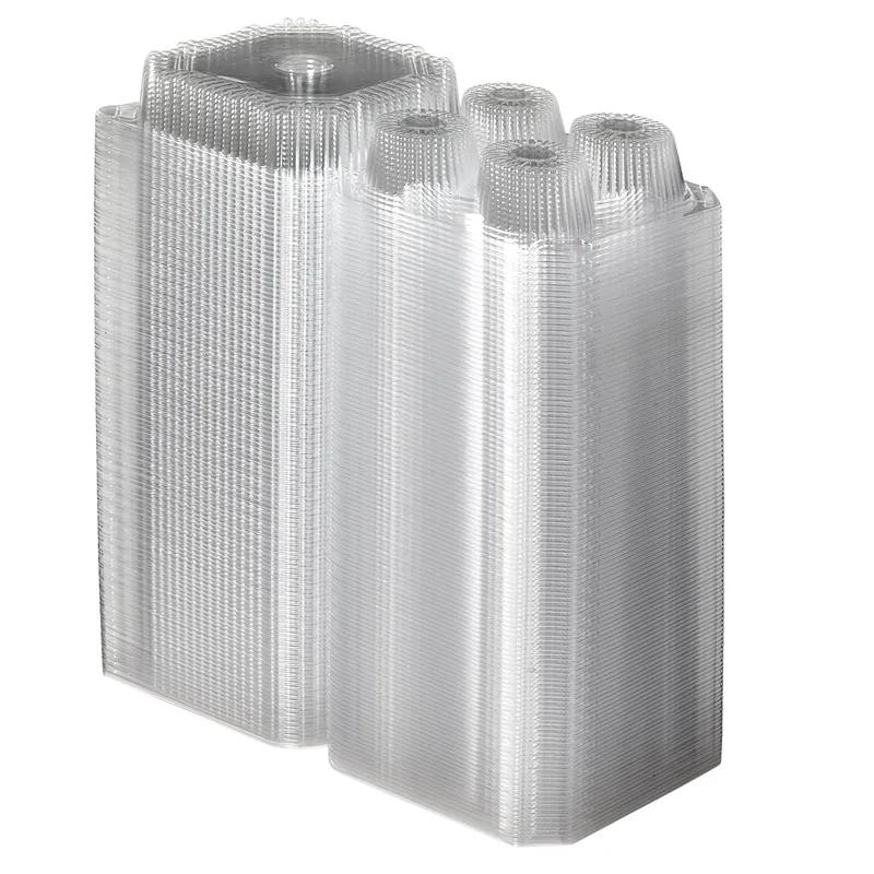 Muffin Hinged Container With Dome Lid 8X8.75X3.25 IN 4 Compartment OPS Clear Square 250/Case