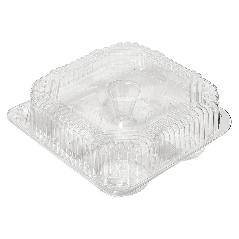 Muffin Hinged Container With Dome Lid 8X8.75X3.25 IN 4 Compartment OPS Clear Square 250/Case
