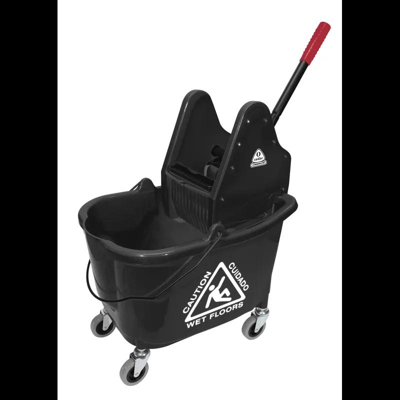MaxiRough® Mop Bucket & Wringer 33 QT Plastic Metal Black Down Press With Casters 1/Each