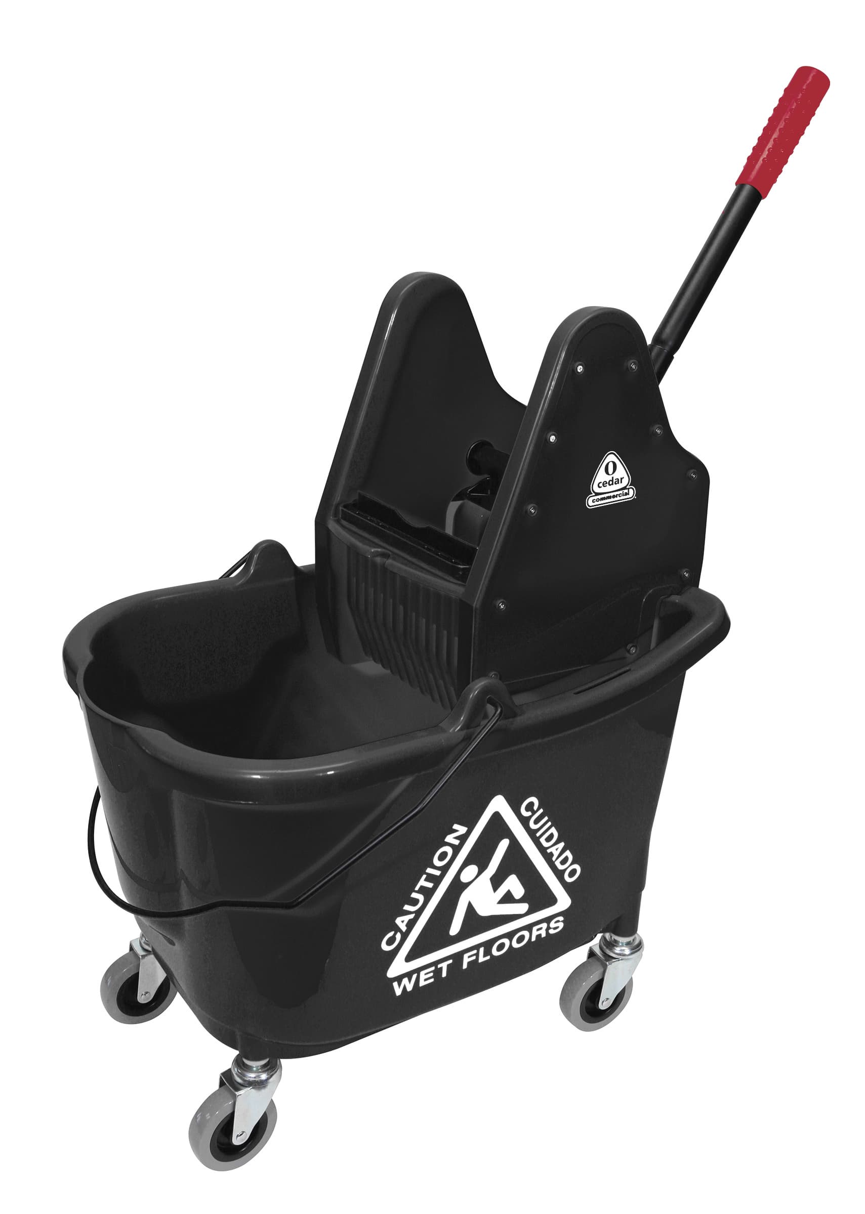 MaxiRough® Mop Bucket & Wringer 33 QT Plastic Metal Black Down Press With Casters 1/Each