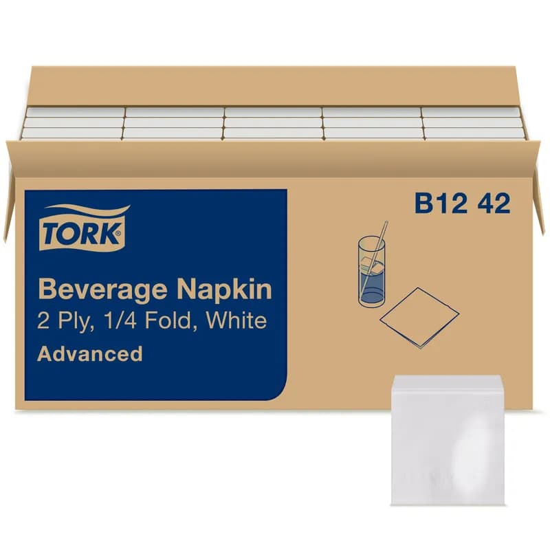 Beverage Napkins 9.25X9.25 IN 4.625X4.625 IN White Paper 2PLY 1/4 Fold Refill Embossed 150 Count/Pack 40 Packs/Case
