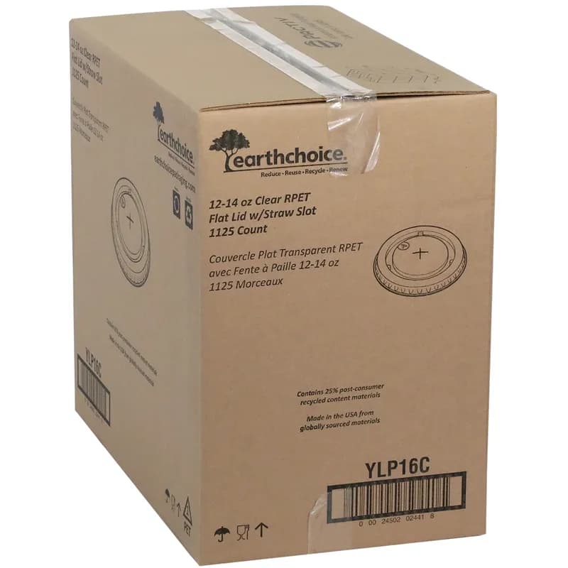 Lid Flat RPET Clear For 12 OZ Cold Cup With Hole 1125/Case