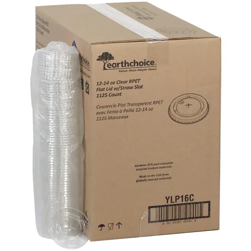 Lid Flat RPET Clear For 12 OZ Cold Cup With Hole 1125/Case