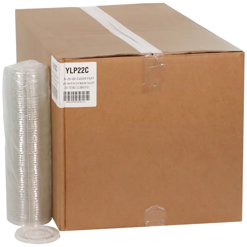 Lid Flat PET Clear For 16 OZ Cold Cup With Hole 1680/Case