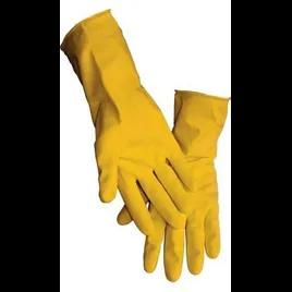 Gloves Medium (MED) Yellow 16MIL Rubber Latex Flock Lined 1/Pair