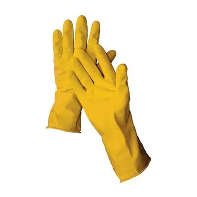 Gloves Medium (MED) Yellow 16MIL Rubber Latex Flock Lined 1/Pair
