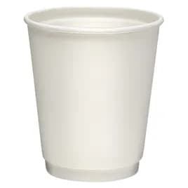 Hot Cup 8 OZ Double Wall Poly-Coated Paper White Round 728/Case