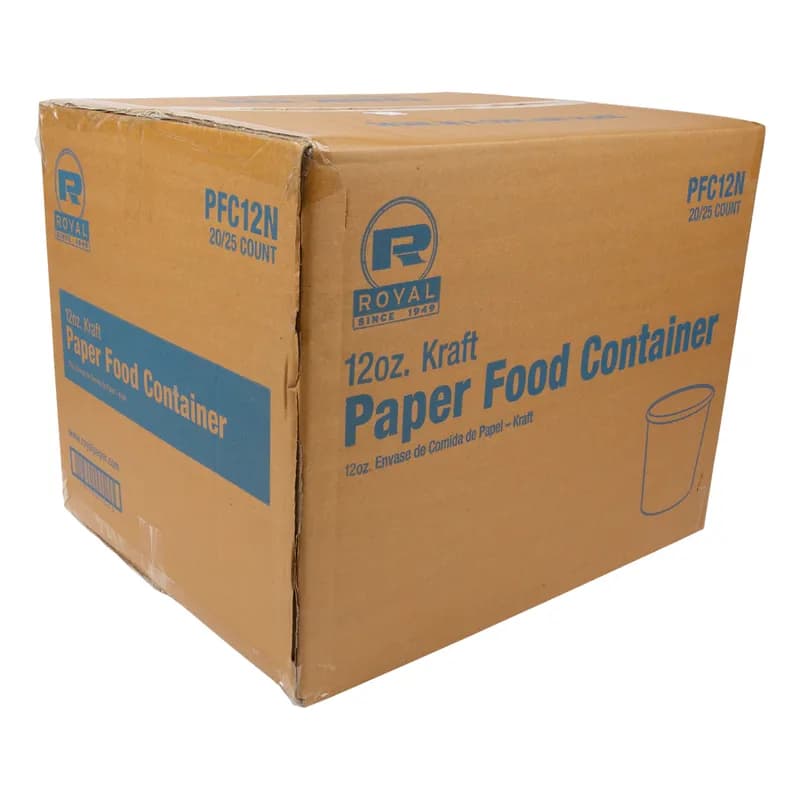 Food Container 12 OZ Kraft Bulk 25 Count/Pack 20 Packs/Case 500 Count/Case
