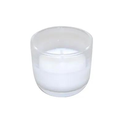 Tealight Candle 8-HR Glass Wax Clear White 48/Case
