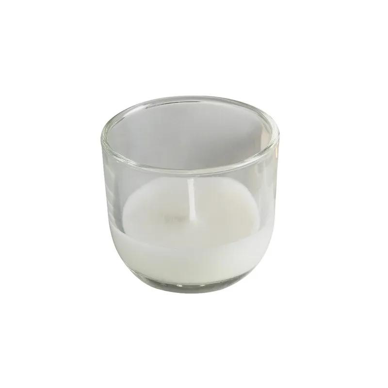 Tealight Candle 8-HR Glass Wax Clear White 48/Case