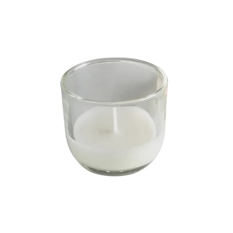 Tealight Candle 8-HR Glass Wax Clear White 48/Case