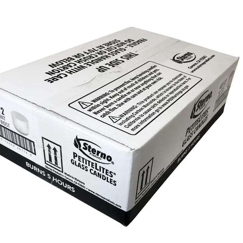 Tealight Candle 8-HR Glass Wax Clear White 48/Case