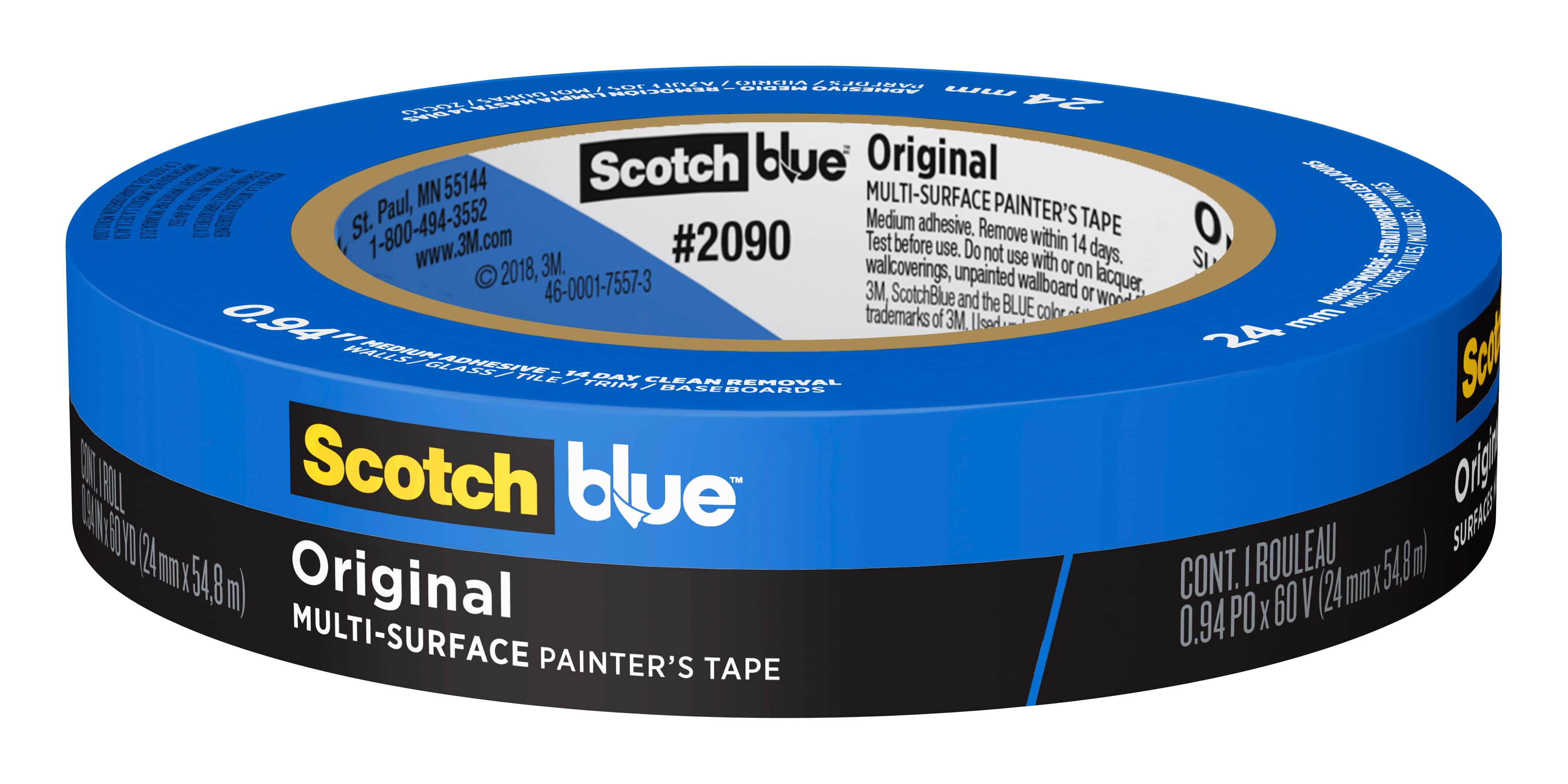 ScotchBlue™ 2090-24EC Original Painter's Tape Painter's Tape 0.94IN X60YD Blue Crepe Paper 24/Case