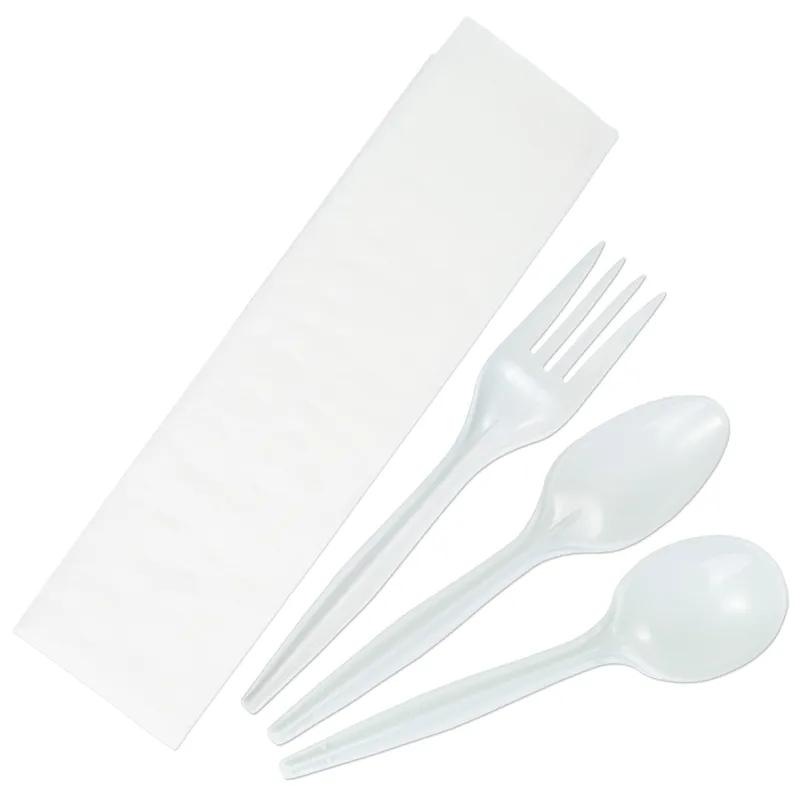 4PC Cutlery Kit With 13X17 Napkin,Fork,Teaspoon,Soup Spoon 250/Case