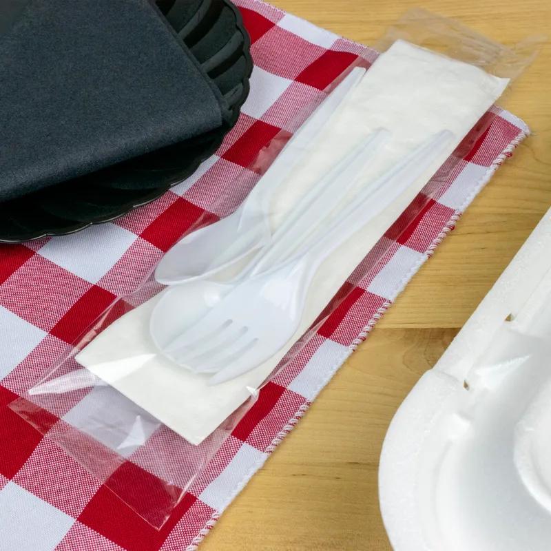 4PC Cutlery Kit With 13X17 Napkin,Fork,Teaspoon,Soup Spoon 250/Case