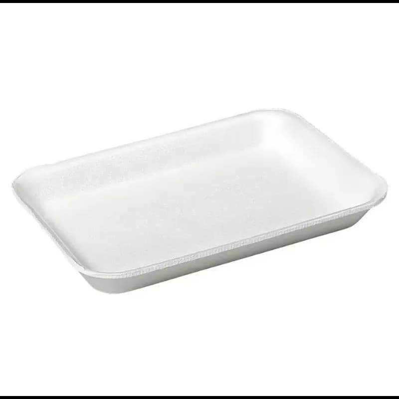 TR02P Meat Tray 8.25X5.75X0.875 IN Polystyrene Foam White Rectangle Heavy 400/Bundle